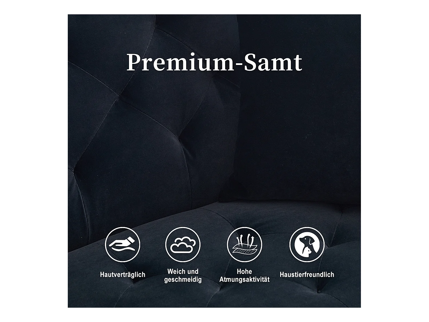 Canapé 2 Places en Tissu Velour Noir  - avec dossier réglable et pieds dorés - Élégant et pratique pour votre salon