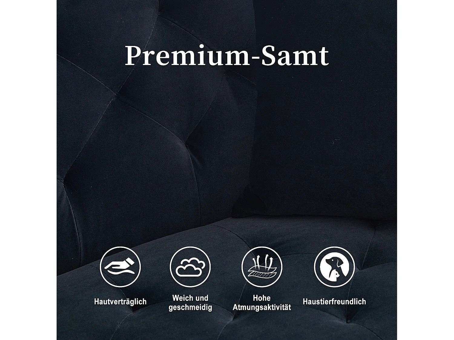 Canapé 2 Places en Tissu Velour Noir  - avec dossier réglable et pieds dorés - Élégant et pratique pour votre salon