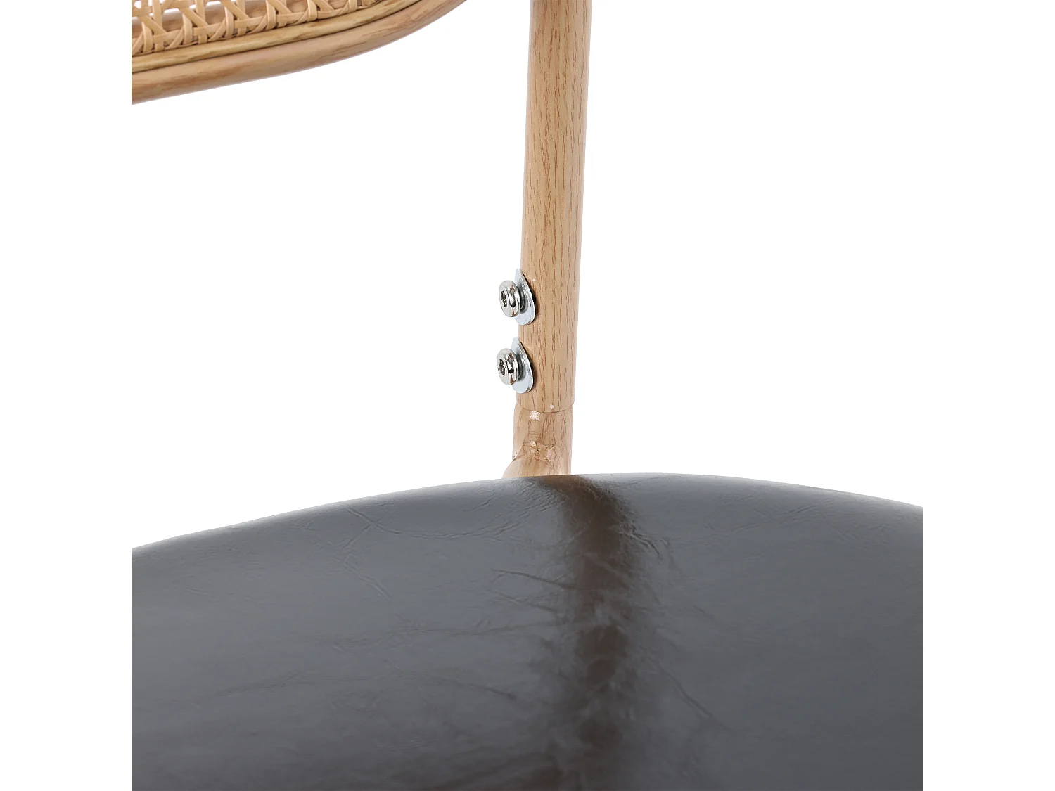 Lot de 4 chaises à manger en similicuir avec dossier en rotin - pieds en métal - noir