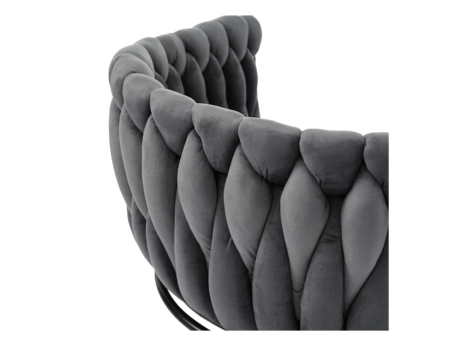 Lot de 2 chaises à manger rotative en velours avec accoudoirs et dossier - pieds en métal noir - gris