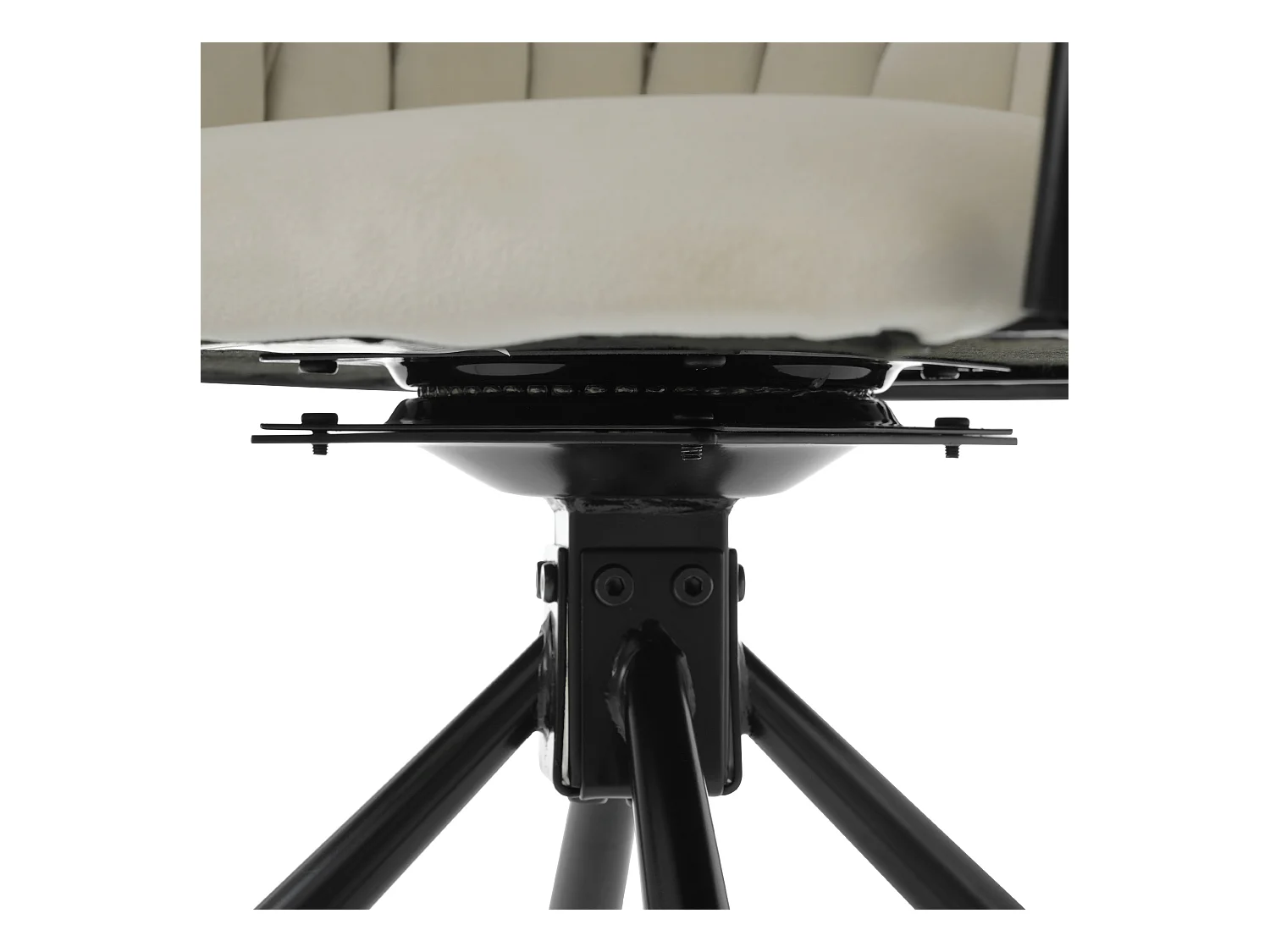 Chaises à manger rotative en velours avec accoudoirs et dossier - pieds en métal noir - beige