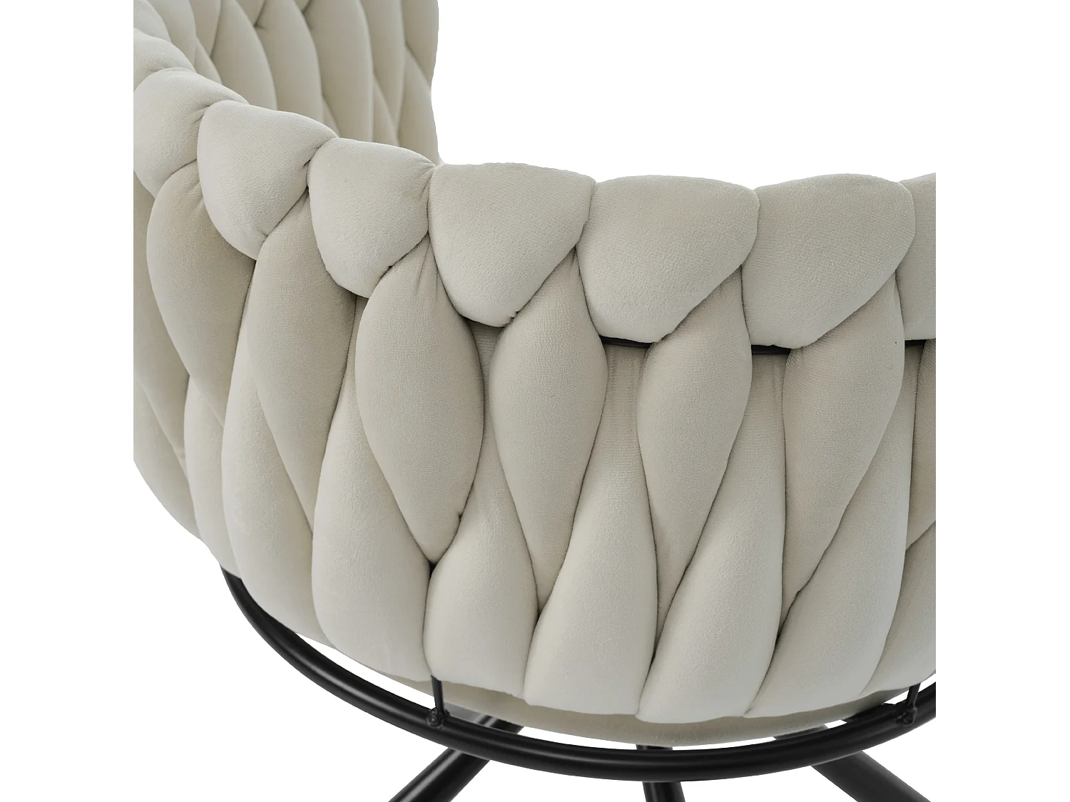 Chaises à manger rotative en velours avec accoudoirs et dossier - pieds en métal noir - beige