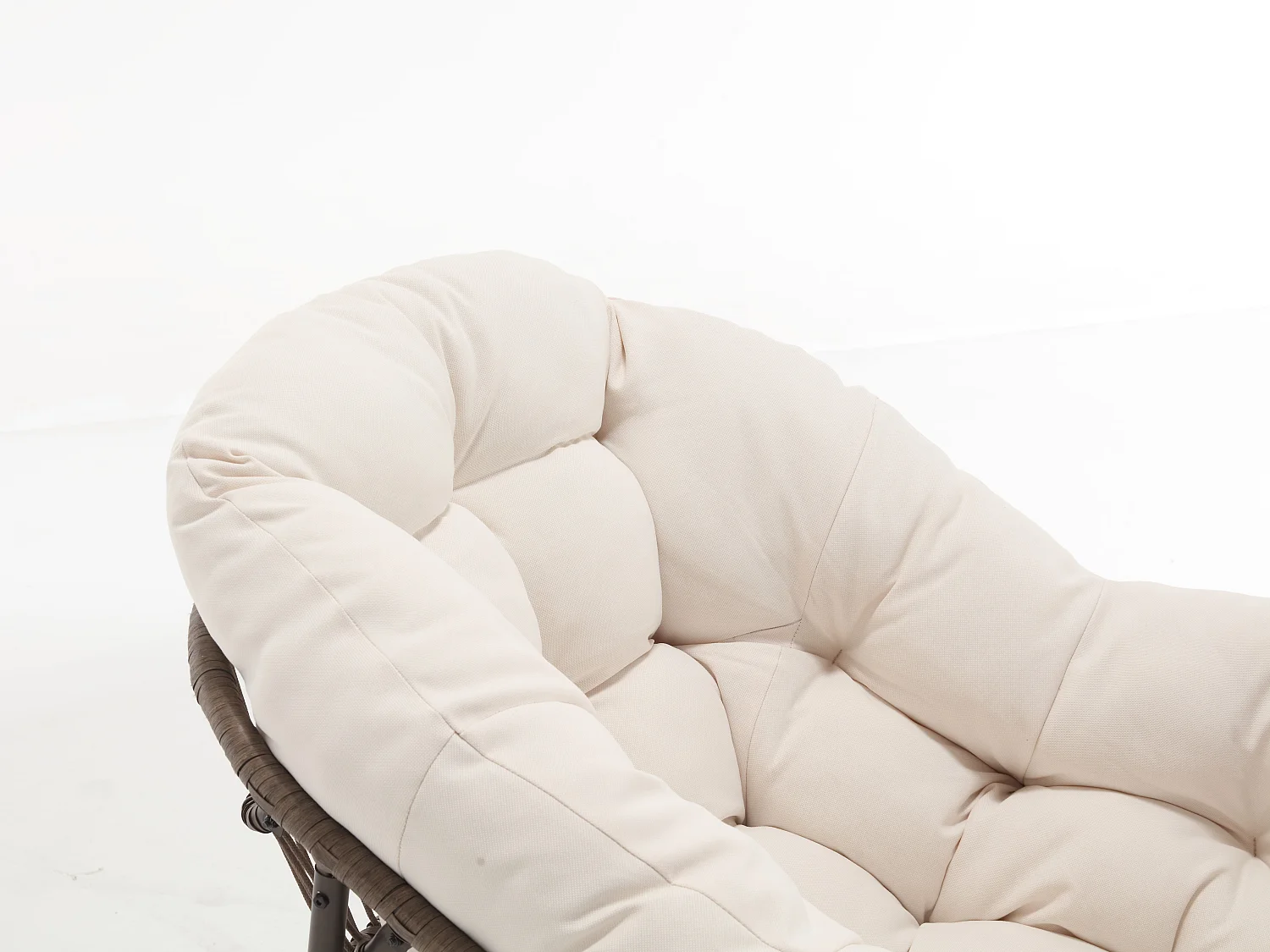 Set van 2 natuurlijke rotan schommelstoelen – eivorm met kussens – comfortabel voor woonkamer, serre of slaapkamer