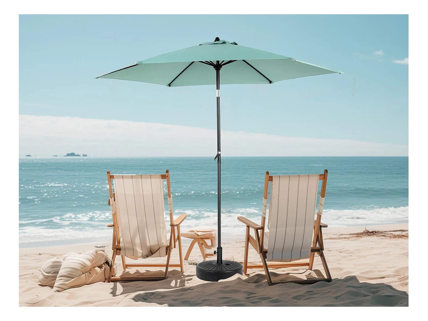 Parasol de jardin vert clair - Parasol extérieur monoposte - Protection solaire UPF 50+ - Grande taille de 264 cm pour terrasse et balcon