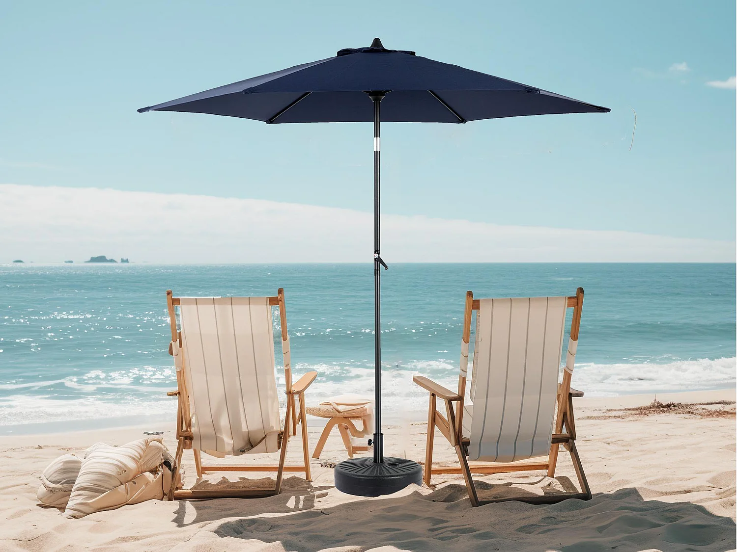 Parasol de jardin bleu nuit - Parasol extérieur monoposte - Protection solaire UPF 50+ - Grande taille de 264 cm pour terrasse et balcon