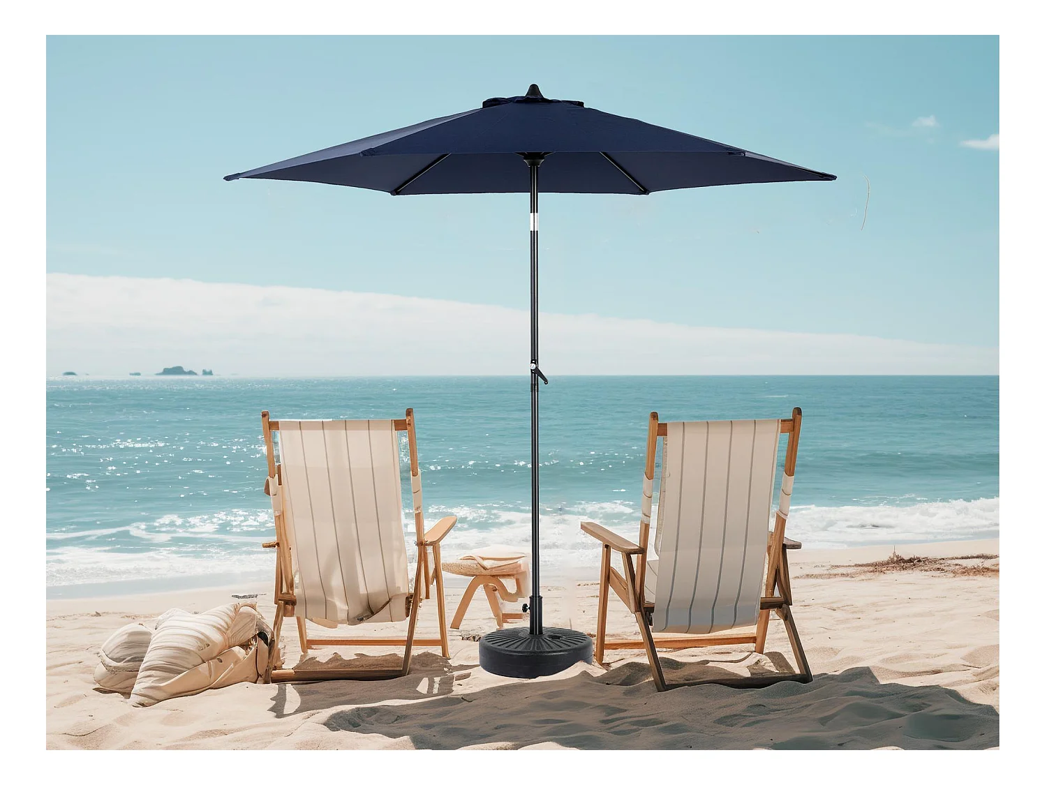Parasol de jardin bleu nuit - Parasol extérieur monoposte - Protection solaire UPF 50+ - Grande taille de 264 cm pour terrasse et balcon