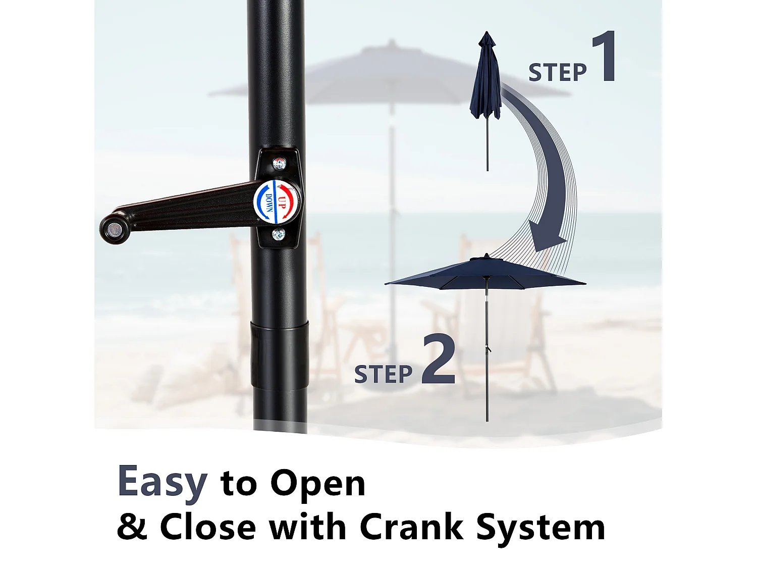 Tuinparasol - Enkele paal buitenparasol - UPF 50+ zonbescherming - Groot 264 cm voor terras en balkon