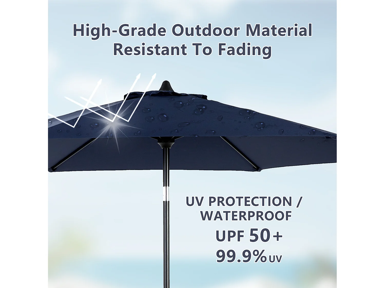 Tuinparasol - Enkele paal buitenparasol - UPF 50+ zonbescherming - Groot 264 cm voor terras en balkon