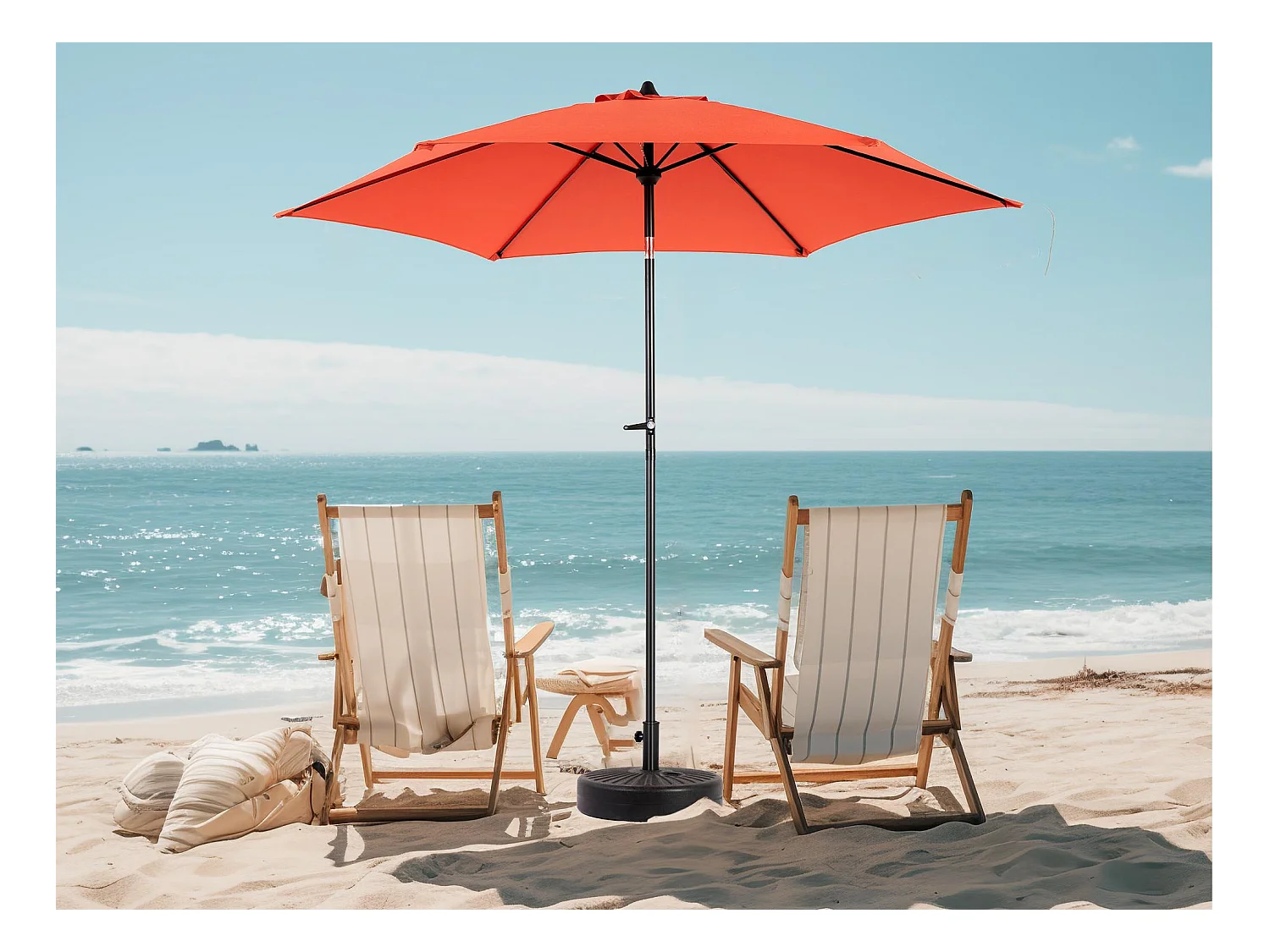 Parasol de jardin orange - Parasol extérieur monoposte - Protection solaire UPF 50+ - Grande taille de 264 cm pour terrasse et balcon