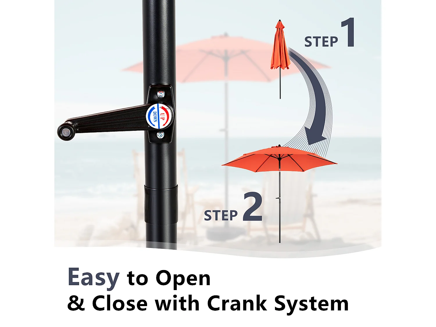 Tuinparasol - Enkele paal buitenparasol - UPF 50+ zonbescherming - Groot 264 cm voor terras en balkon