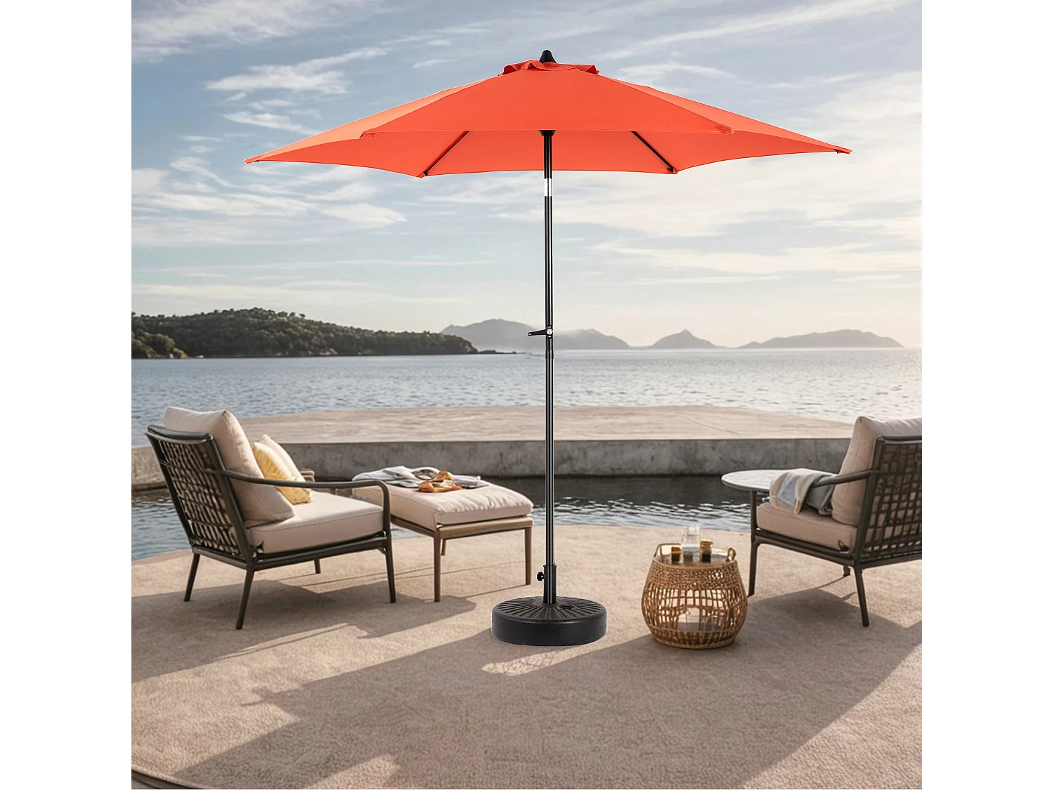 Tuinparasol - Enkele paal buitenparasol - UPF 50+ zonbescherming - Groot 264 cm voor terras en balkon
