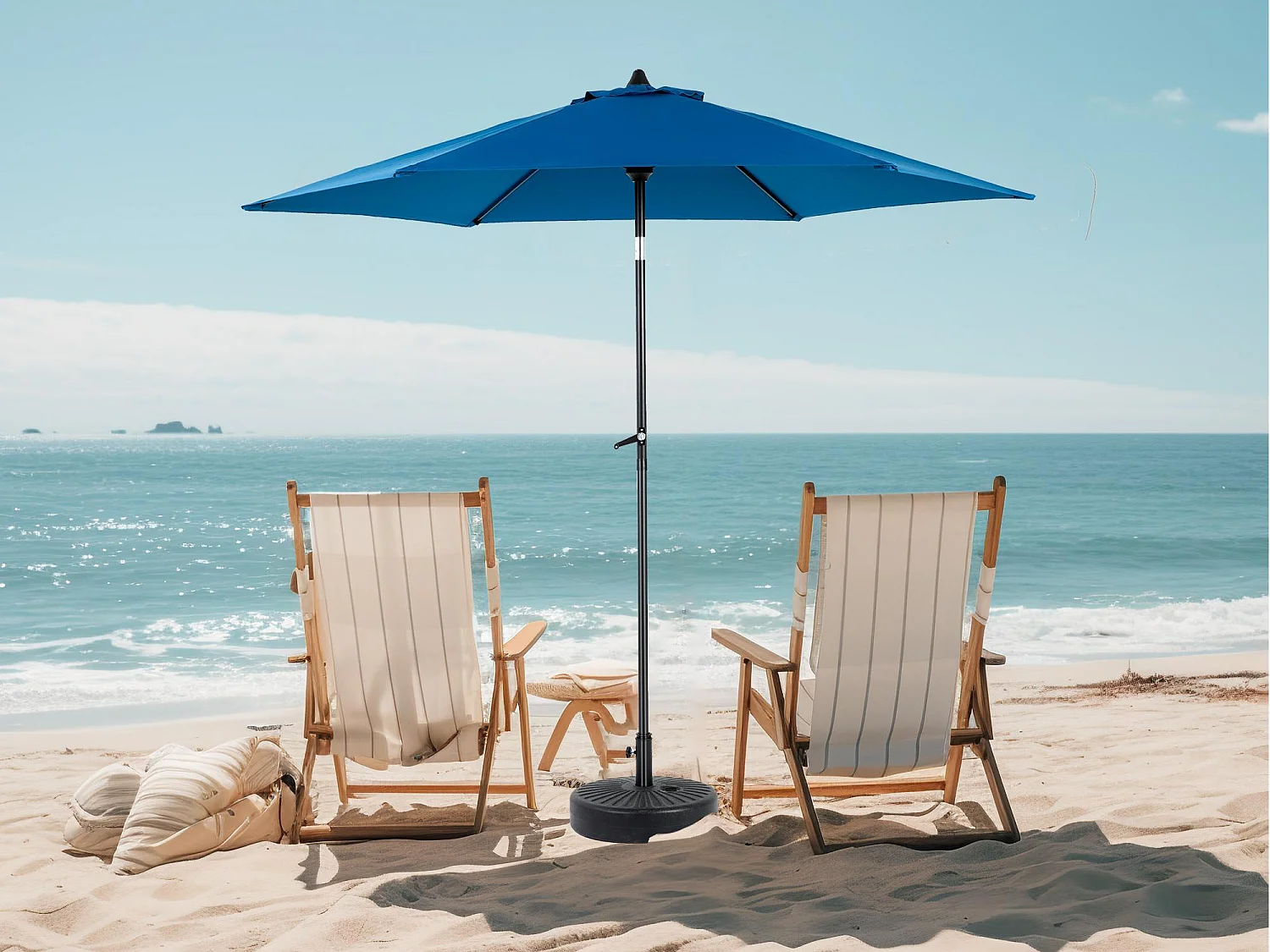 Parasol de jardin bleu ciel - Parasol extérieur monoposte - Protection solaire UPF 50+ - Grande taille de 264 cm pour terrasse et balcon