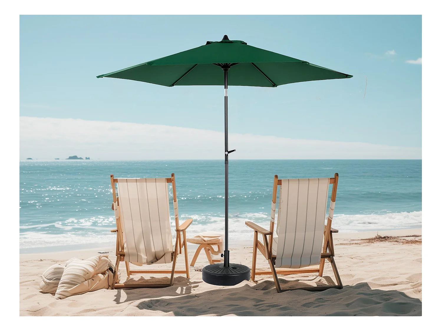 Parasol de jardin vert émeraude - Parasol extérieur monoposte - Protection solaire UPF 50+ - Grande taille de 264 cm pour terrasse et balcon