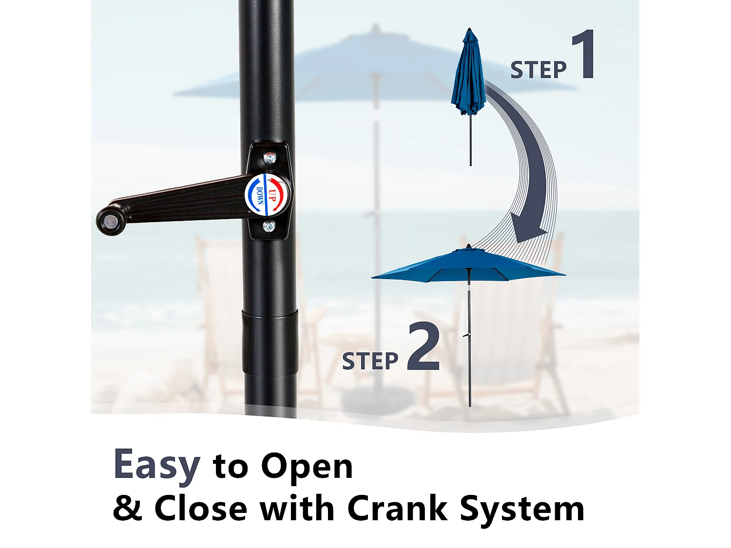 Tuinparasol - Enkele paal buitenparasol - UPF 50+ zonbescherming - Groot 264 cm voor terras en balkon