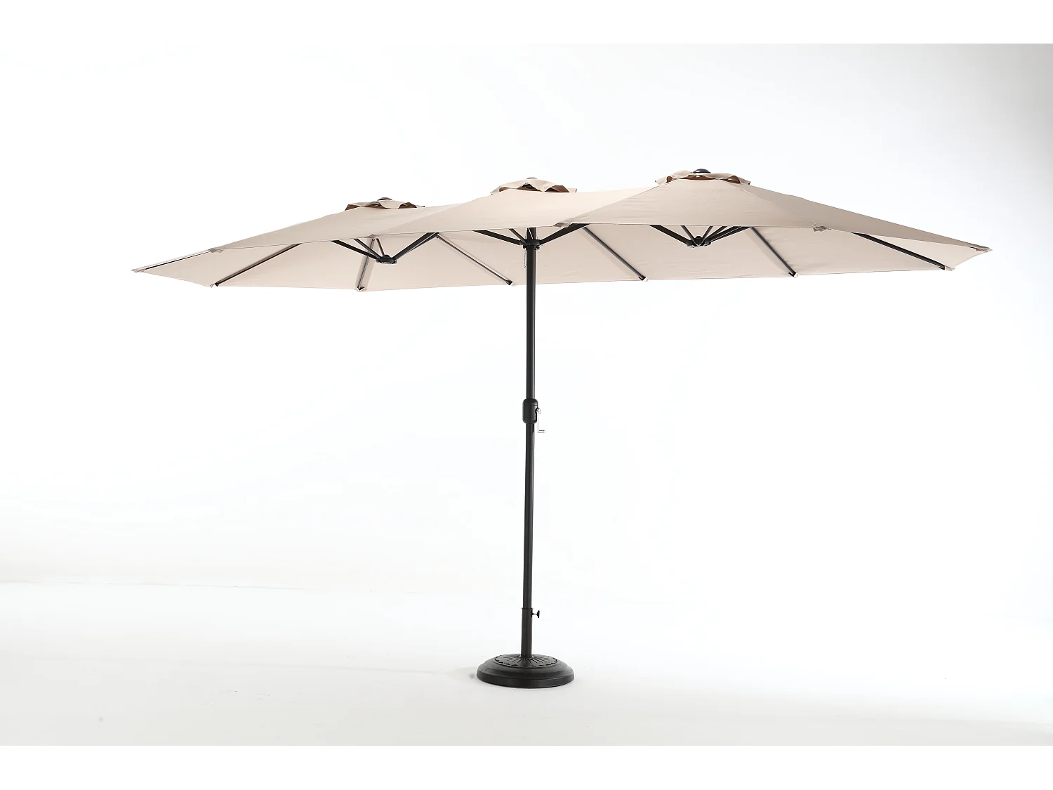 Khaki parasol met dubbele kop (4,53 m x 2,67 m) - Zwenkbare parasol - Zwengelsysteem - Perfect voor tuin of terras - Optimale zonbescherming
