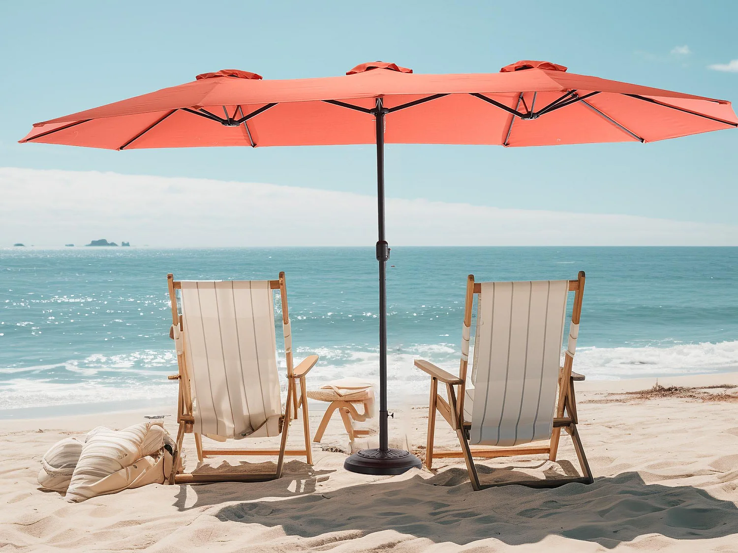 Dubbele parasol (4,53m x 2,67m) - Zwenkbare parasol - Zwengelsysteem - Perfect voor tuin of terras - Optimale zonwering