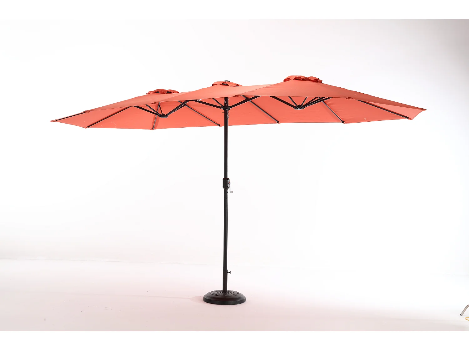 Sombrilla de doble cabeza verde (4,53 m x 2,67 m), sombrilla excéntrica, sistema de elevación con manivela, ideal para jardín o terraza, protección solar óptima