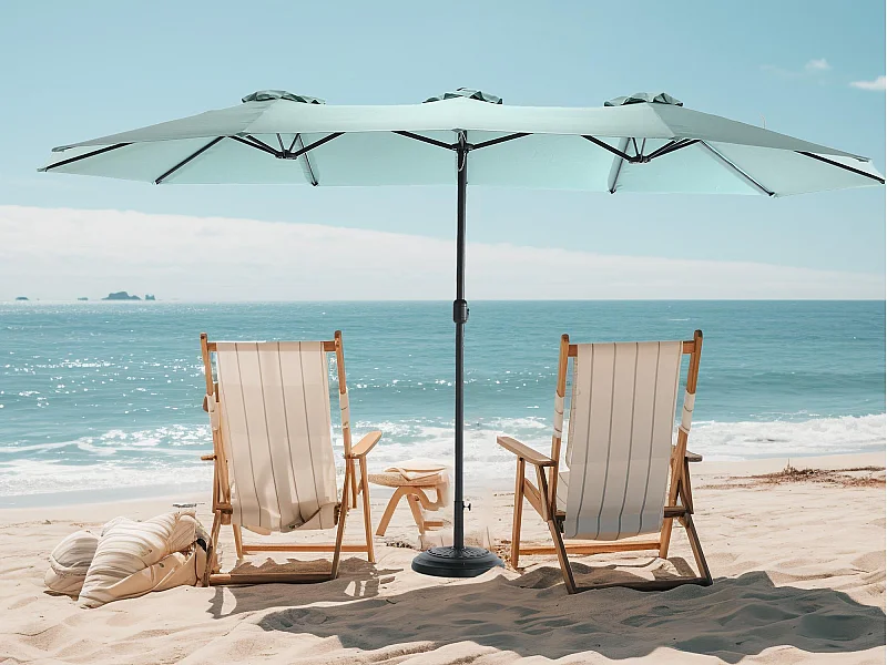 Dubbele parasol (4,53m x 2,67m) - Zwenkbare parasol - Zwengelsysteem - Perfect voor tuin of terras - Optimale zonwering