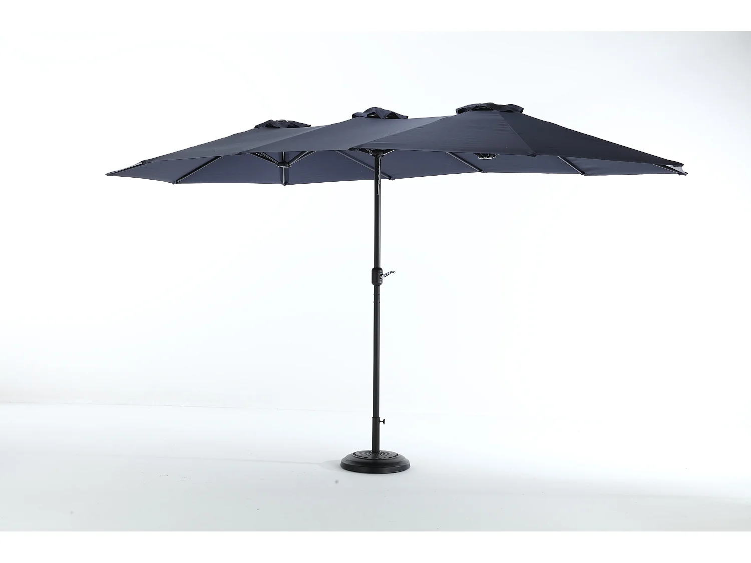 Sombrilla de doble cabeza verde (4,53 m x 2,67 m), sombrilla excéntrica, sistema de elevación con manivela, ideal para jardín o terraza, protección solar óptima
