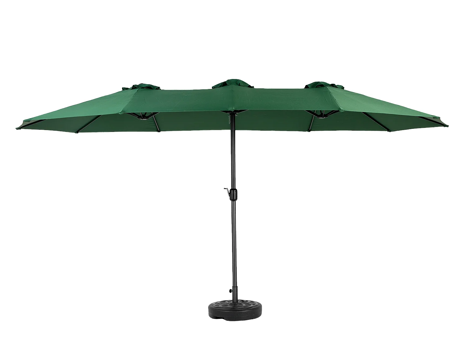 Parasol à double tête vert  (4,53m x 2,67m) - Parasol déporté - Système de levée à manivelle - Parfait pour jardin ou terrasse - Protection solaire optimale
