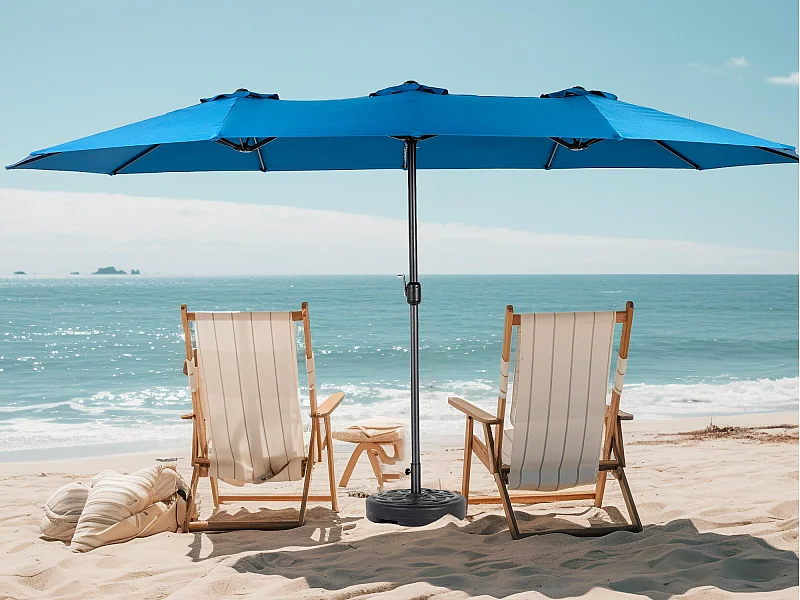 Dubbele parasol (4,53m x 2,67m) - Zwenkbare parasol - Zwengelsysteem - Perfect voor tuin of terras - Optimale zonwering