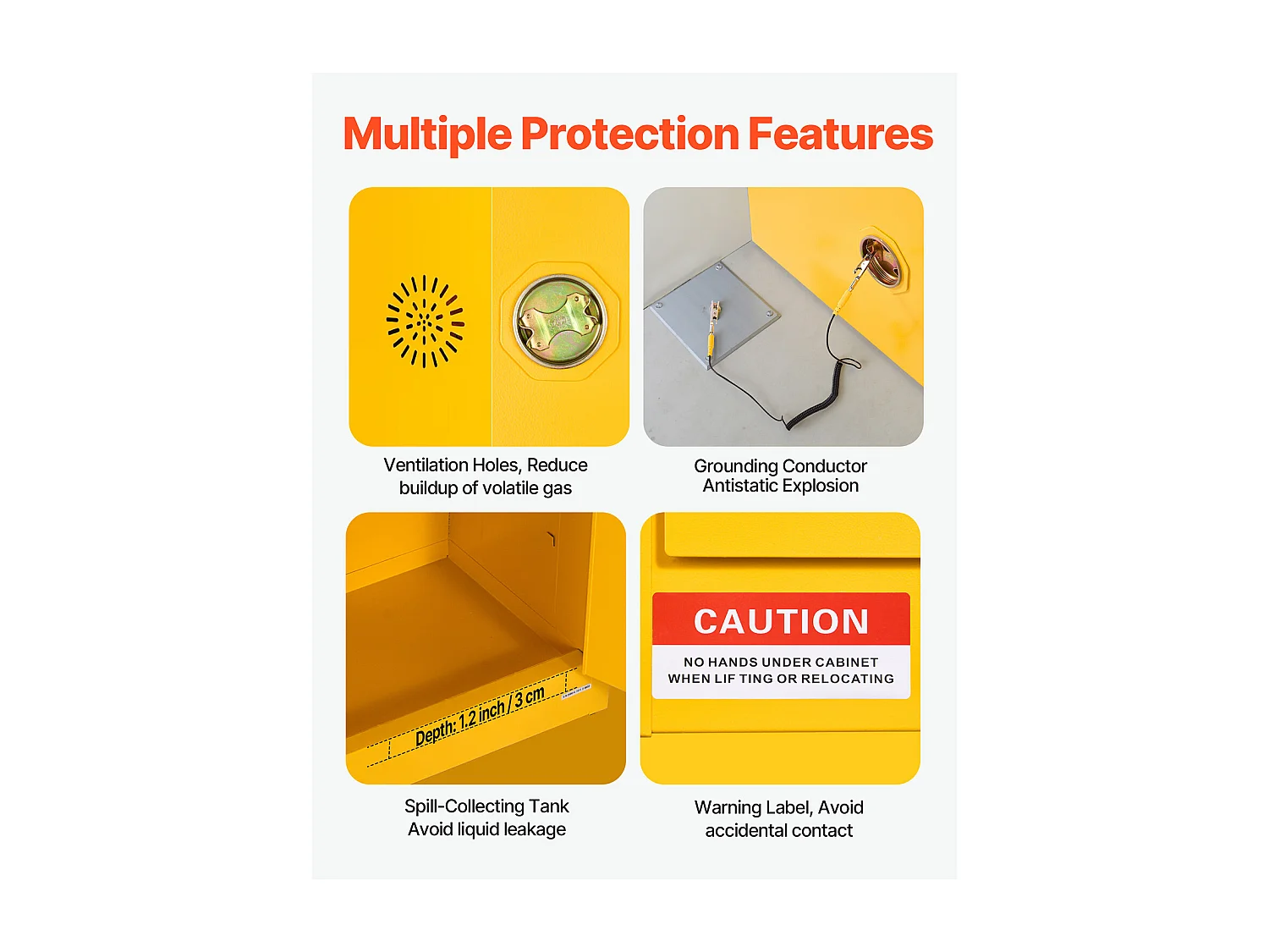 Armoire de Sécurité SucceBuy pour Produits Inflammables de 110 L 109,2 x 46 x 118 cm, Armoire Coupe-Feu pour Liquides Inflammables, en Acier Laminé