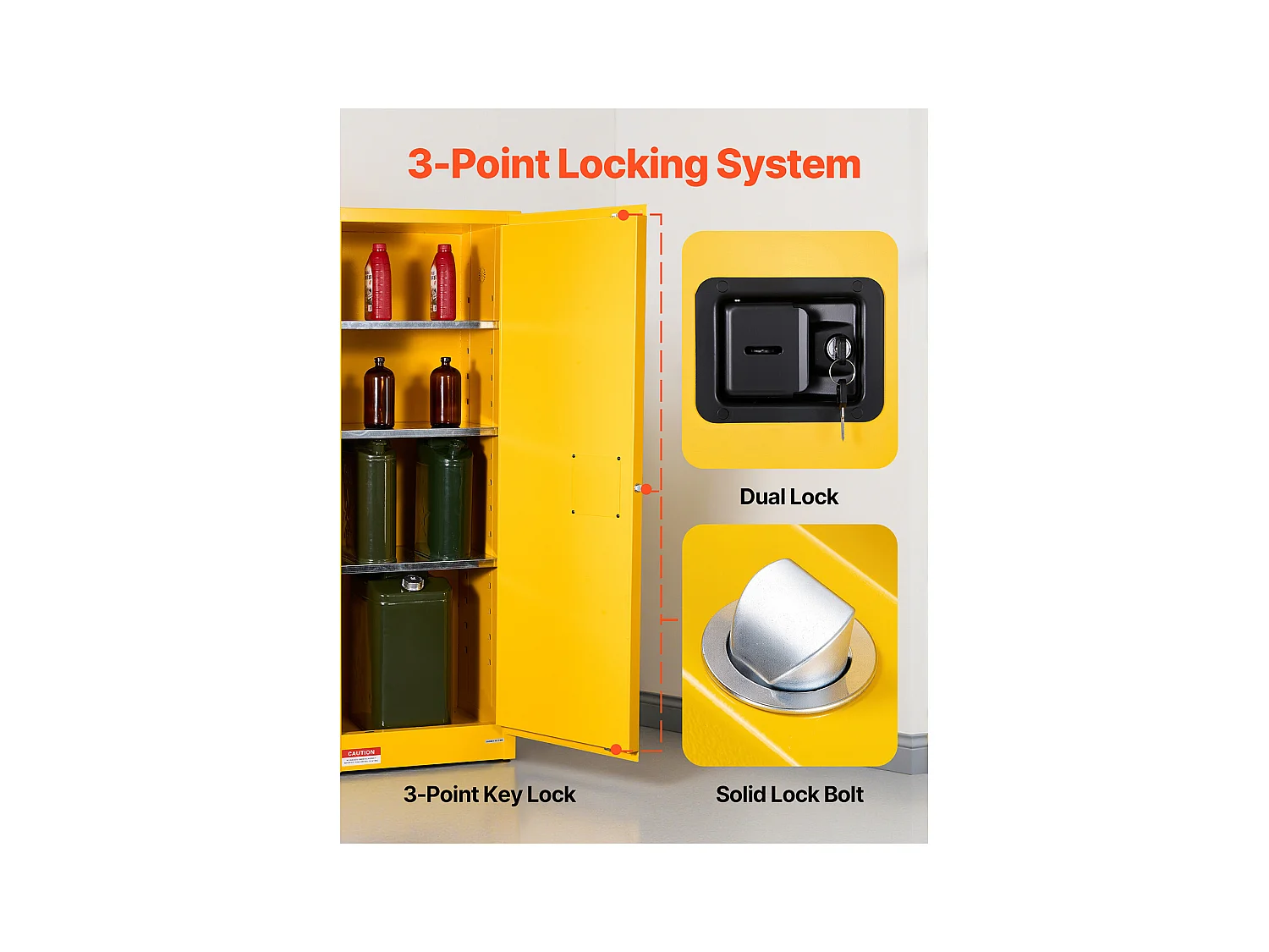 Szafa Bezpieczeństwa SucceBuy dla Produktów Palnych 87 L 59 x 46 x 165,1 cm, Szafa Przeciwpożarowa dla Cieczy Palnych ze Stali Laminowanej