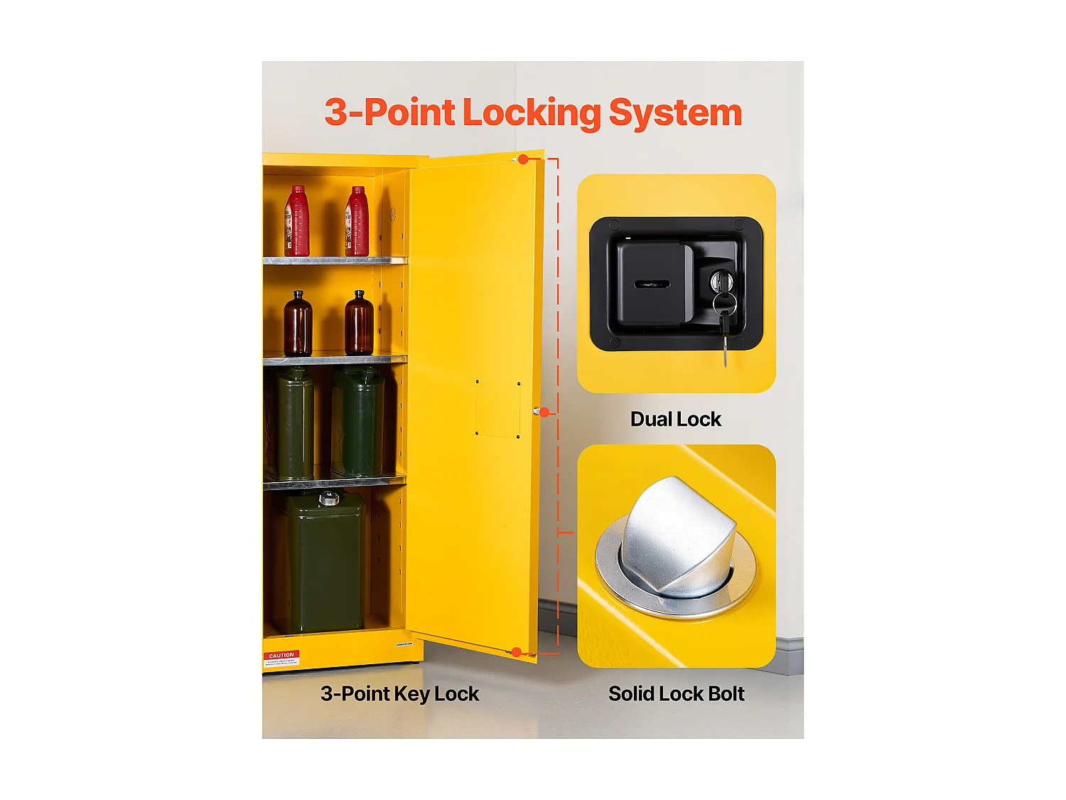 Armoire de Sécurité SucceBuy pour Produits Inflammables de 87 L 59 x 46 x 165,1 cm, Armoire Coupe-Feu pour Liquides Inflammables en Acier Laminé