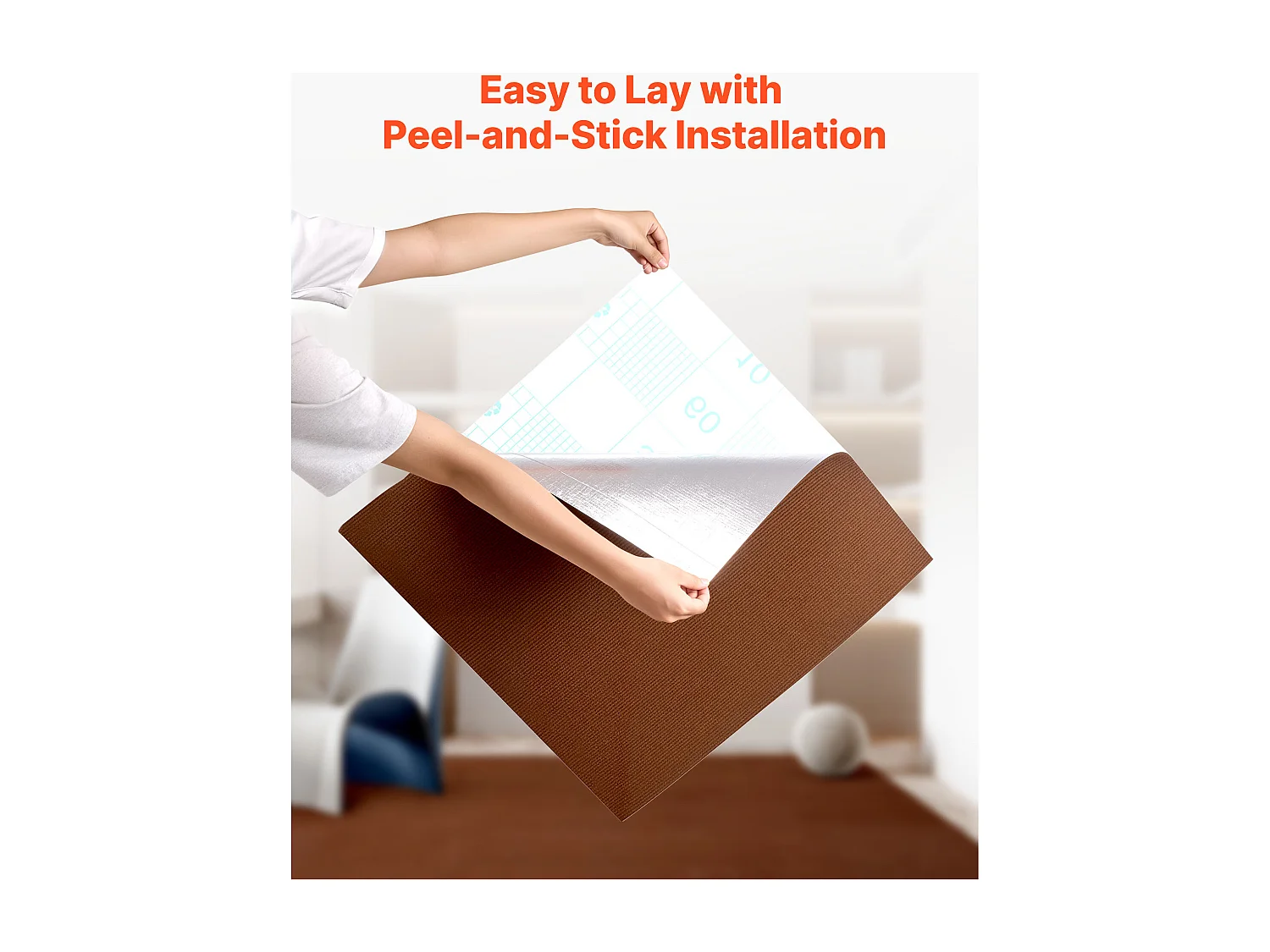 Dalle de Moquette Autocollante SucceBuy, 61 x 61 cm, Lot de 20, Couverture 7,4 ㎡, Épaisseur 5 mm, Revêtement de Sol Doux Modulaire Carré Résistant