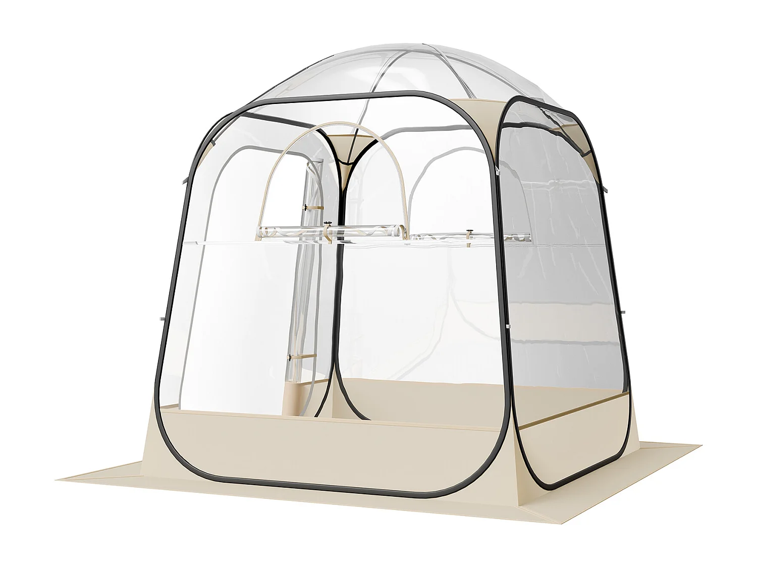 Tente de Sport Transparente SucceBuy 160 x 160 cm Tente à Bulle Pop Up pour 2-4 Personnes, Abri d'Extérieur Vue Dégagée, avec Tapis de Sol