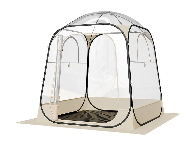Tente de Sport Transparente SucceBuy 160 x 160 cm Tente à Bulle Pop Up pour 2-4 Personnes, Abri d'Extérieur Vue Dégagée, avec Tapis de Sol