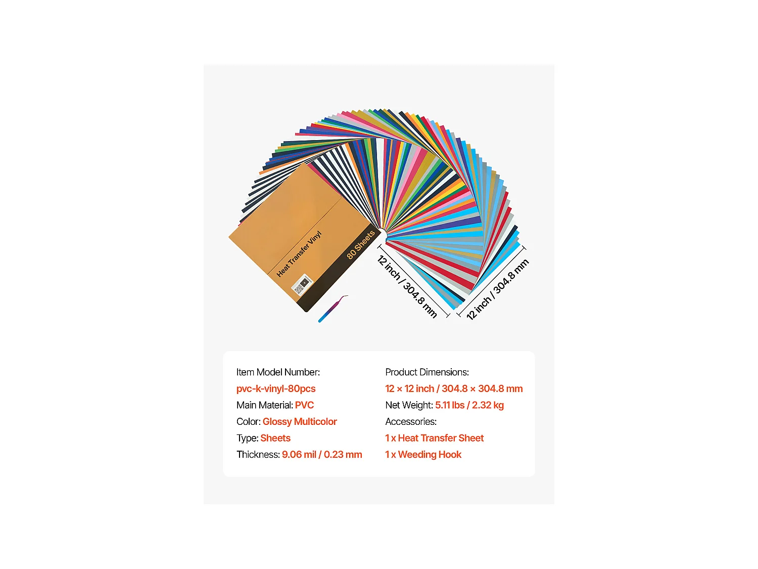 Vel Thermovinyl SucceBuy Set van 80STs 30,48x30,48 cm, Thermo-Flex Meerkleurig, Gemakkelijk te Snijden en te Ontgrassen, met Accessoires