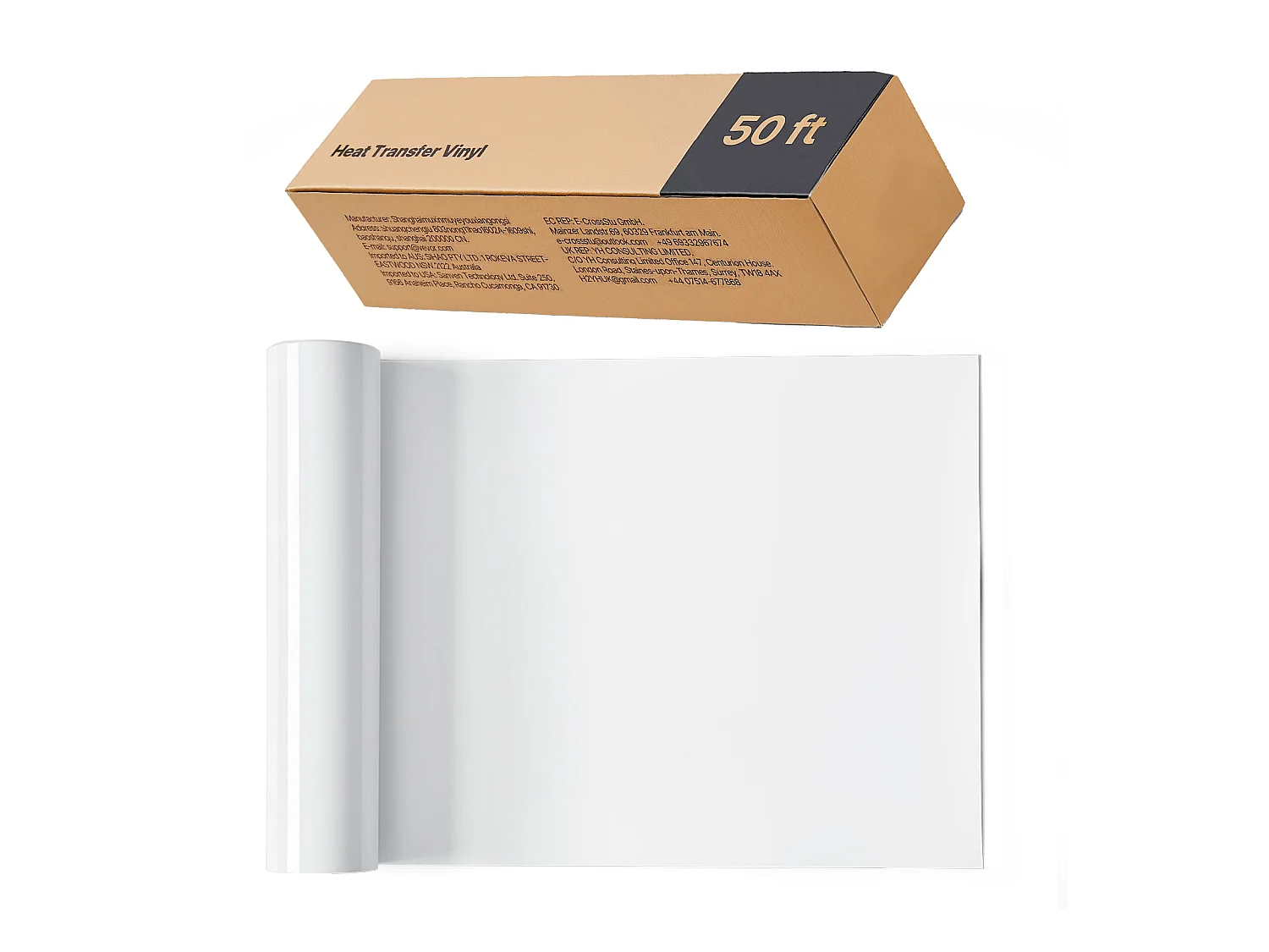 Rollo de Vinilo Termoadhesivo SucceBuy Blanco Brillante 30,48x1524 cm, Flex Termoadhesivo Fácil de Cortar y de Desmalezar, Fuerte Adhesión, HTV Compatible