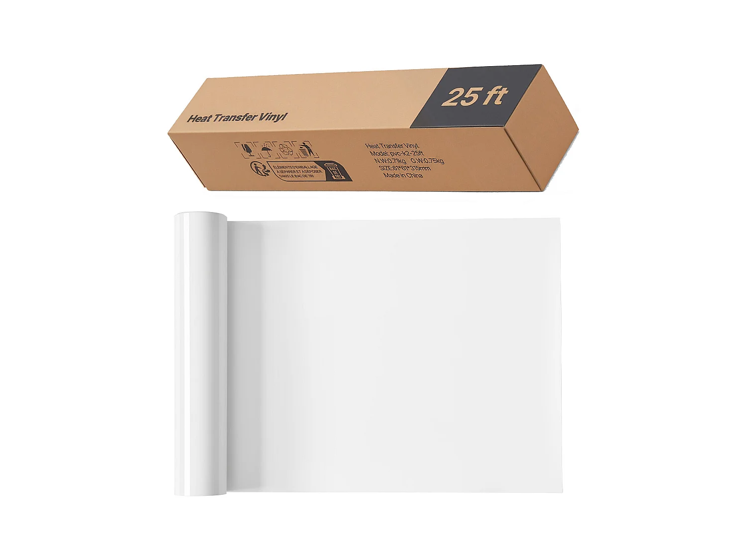 Rollo de Vinilo Termoadhesivo SucceBuy Blanco Brillante 30,48x726 cm, Flex Termoadhesivo Fácil de Cortar y de Desmalezar, Fuerte Adhesión, HTV Compatible