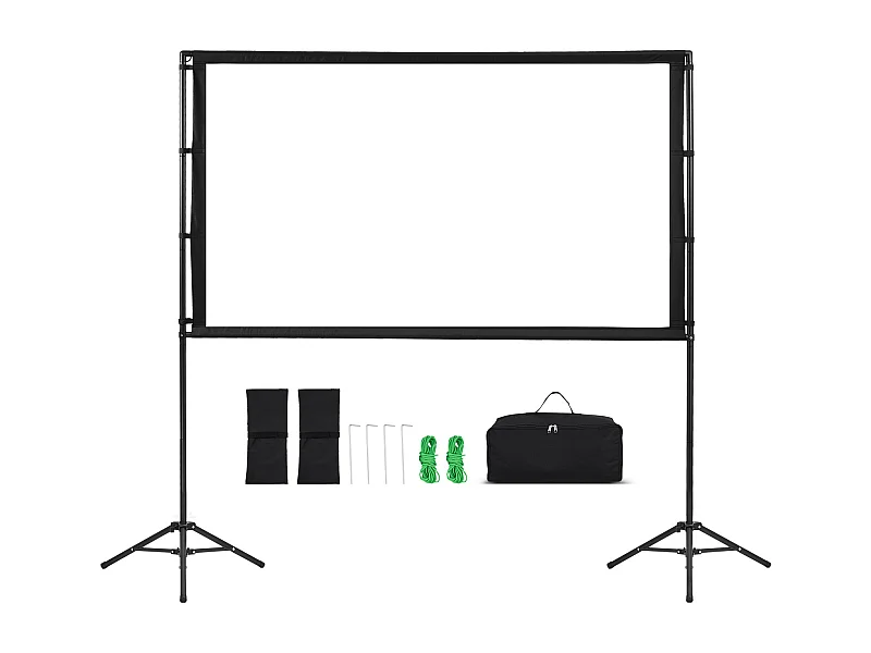 Projektionsleinwand SucceBuy 213,4 cm mit 2 Stative, Tragbare und Knitterfreie Projektionsleinwand, Großer Betrachtungswinkel 160°, 16:9 4K HD, mit Tasche