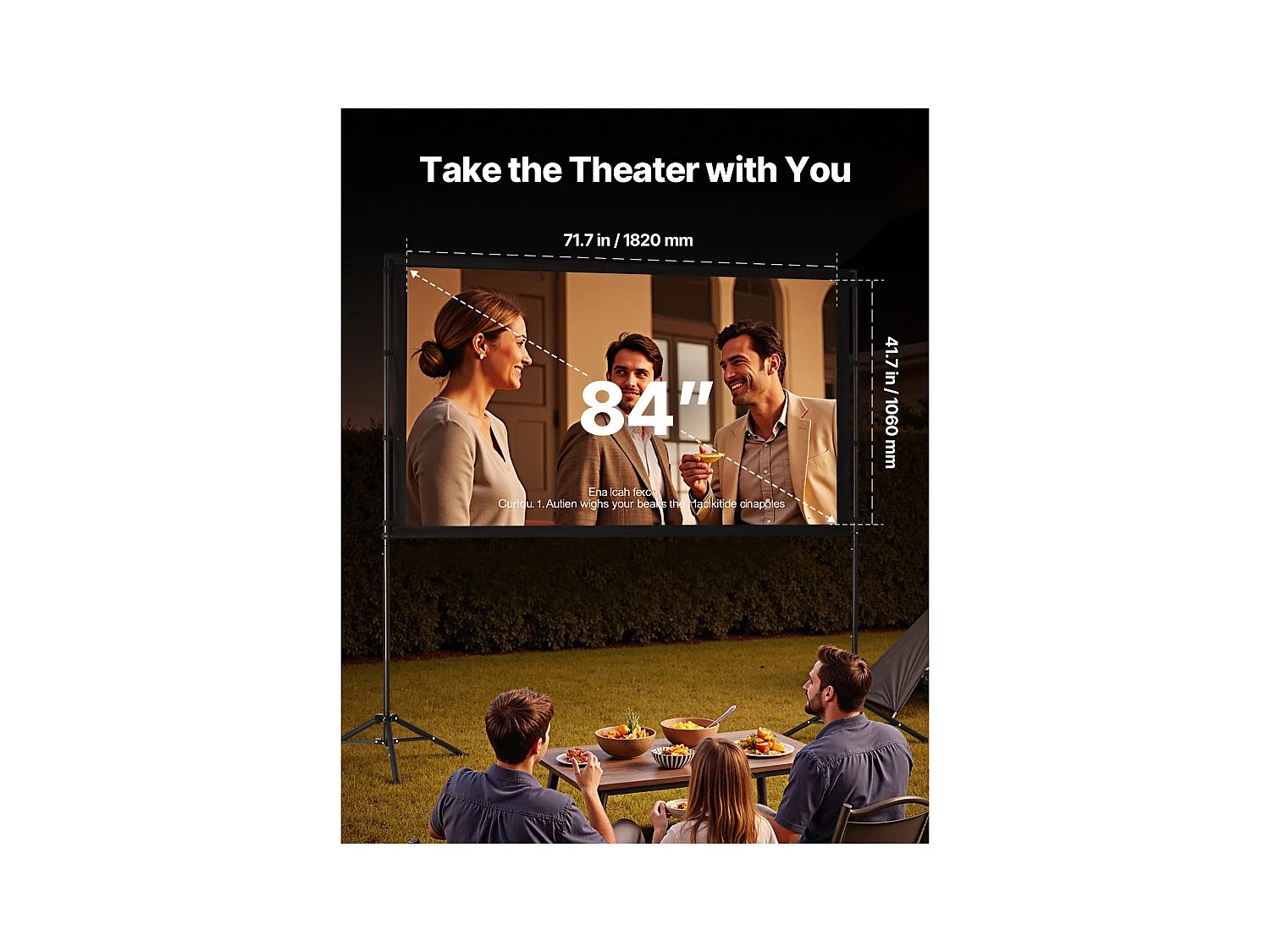 Projektionsleinwand SucceBuy 213,4 cm mit 2 Stative, Tragbare und Knitterfreie Projektionsleinwand, Großer Betrachtungswinkel 160°, 16:9 4K HD, mit Tasche