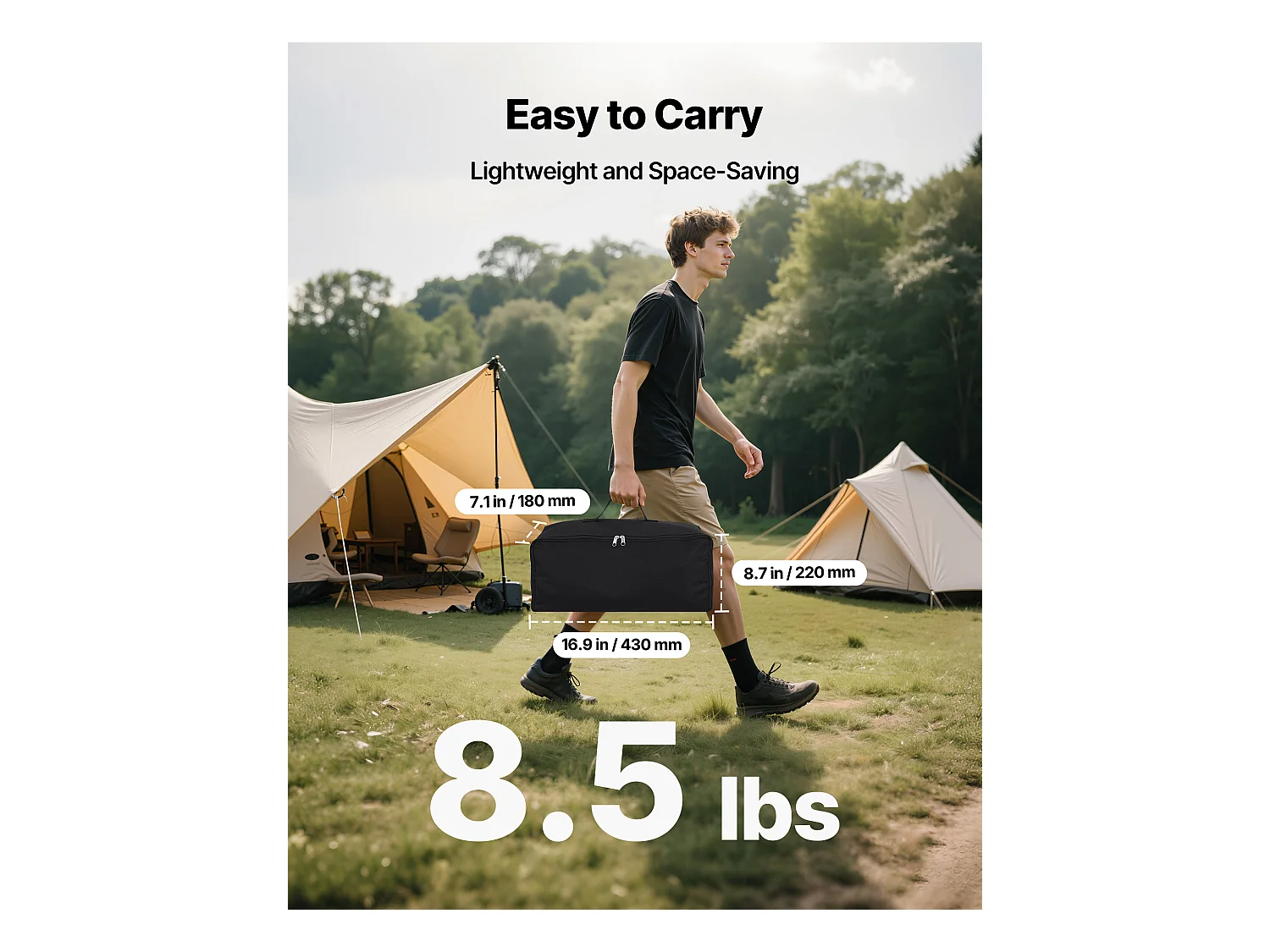 Projektionsleinwand SucceBuy 213,4 cm mit 2 Stative, Tragbare und Knitterfreie Projektionsleinwand, Großer Betrachtungswinkel 160°, 16:9 4K HD, mit Tasche