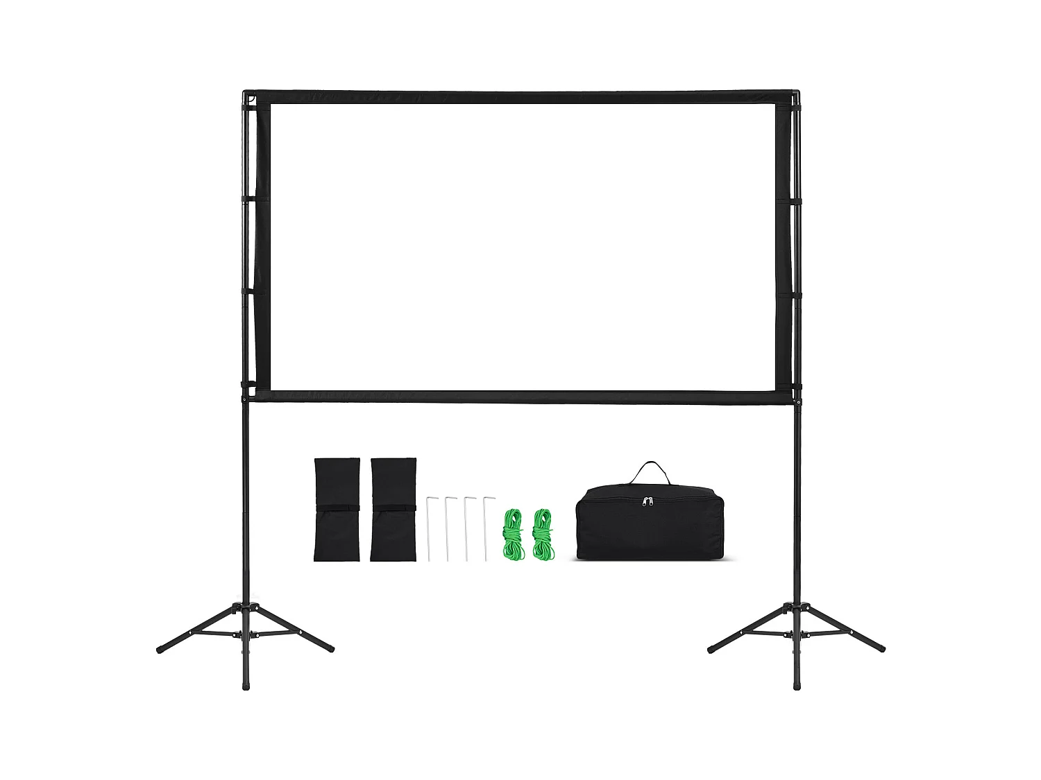 Projektionsleinwand SucceBuy 213,4 cm mit 2 Stative, Tragbare und Knitterfreie Projektionsleinwand, Großer Betrachtungswinkel 160°, 16:9 4K HD, mit Tasche