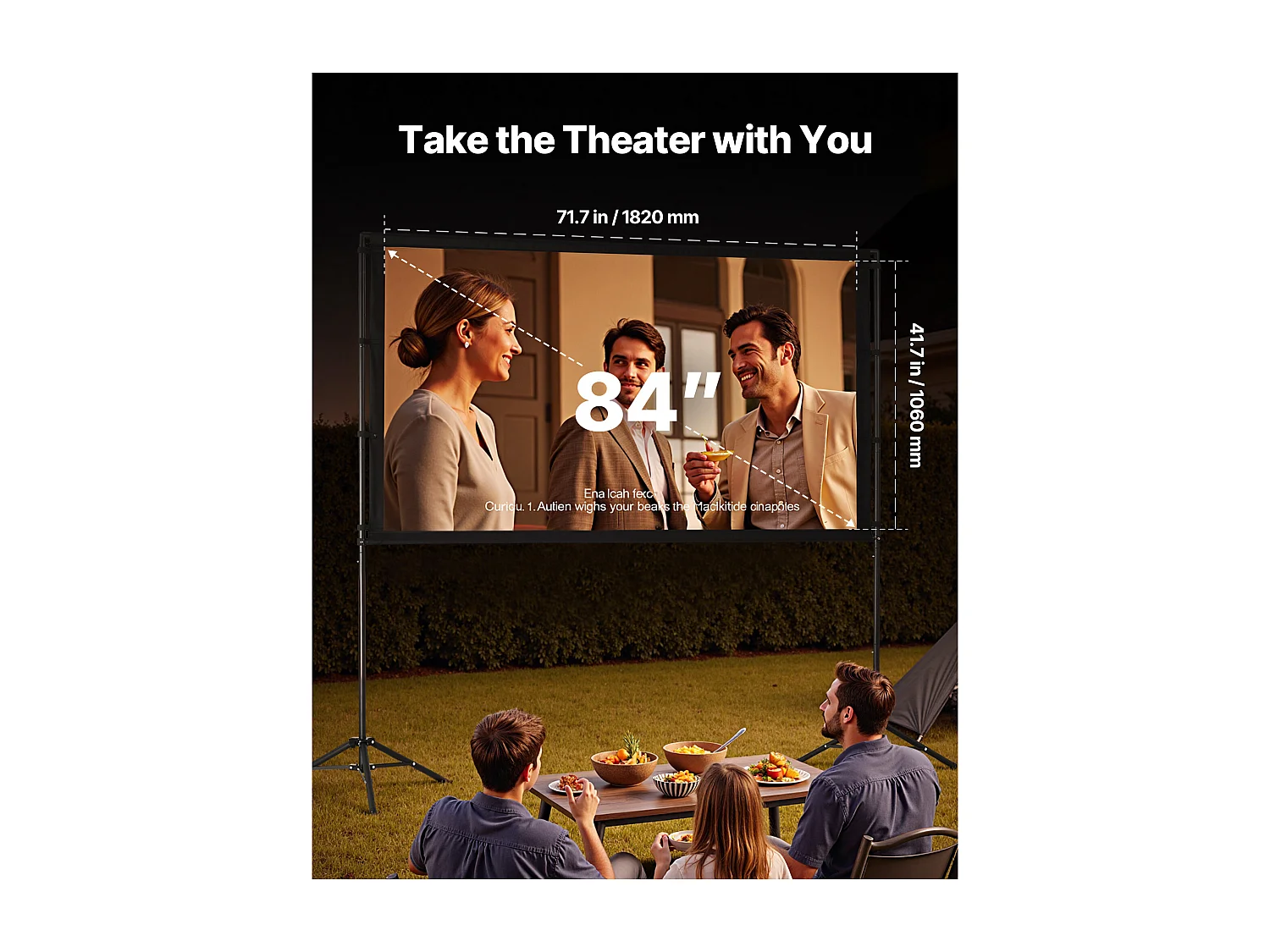 Écran de Projection SucceBuy de 213,4 cm avec 2 Trépieds, Toile de Projection Portable et Infroissable, Grand Angle de Vision 160°, 16:9 4K HD, avec Sac