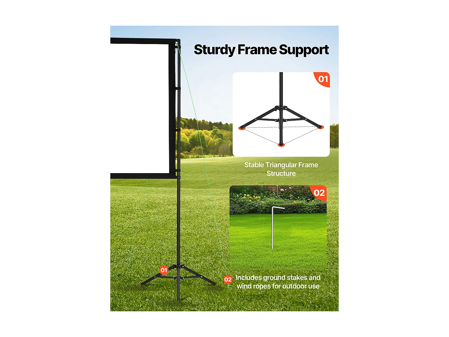 Écran de Projection SucceBuy de 213,4 cm avec 2 Trépieds, Toile de Projection Portable et Infroissable, Grand Angle de Vision 160°, 16:9 4K HD, avec Sac