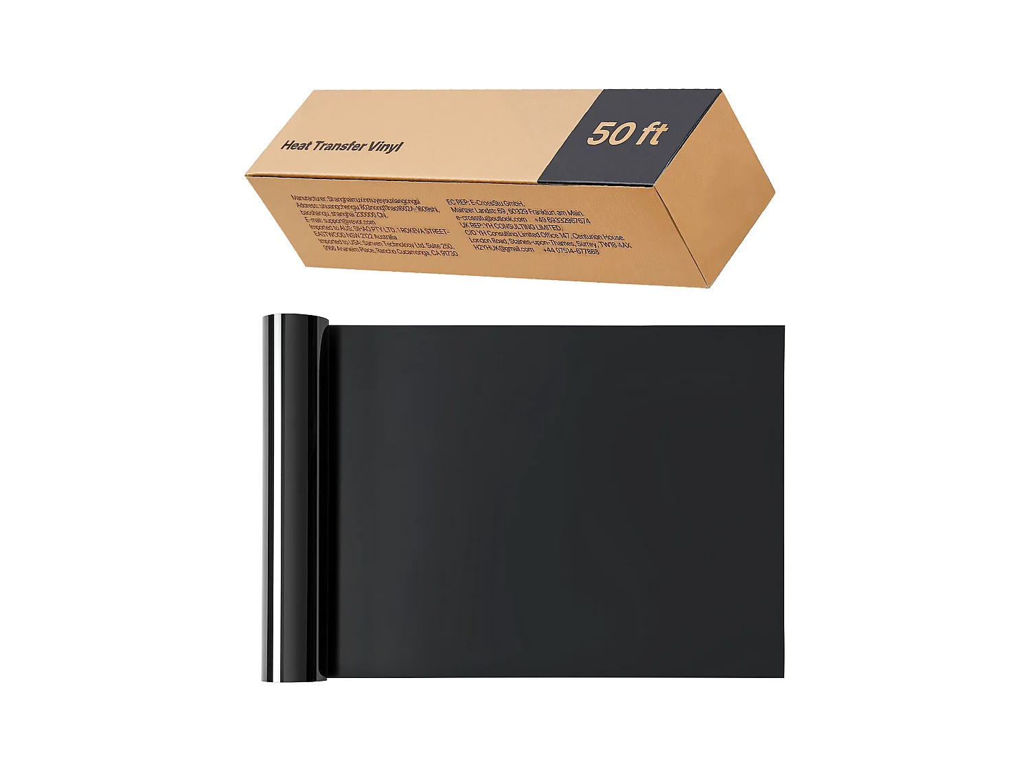 Rollo de Vinilo Termoadhesivo SucceBuy Negro Brillante 30,48x1524 cm, Flex Termoadhesivo Fácil de Cortar y de Desmalezar, Fuerte Adhesión, HTV Compatible
