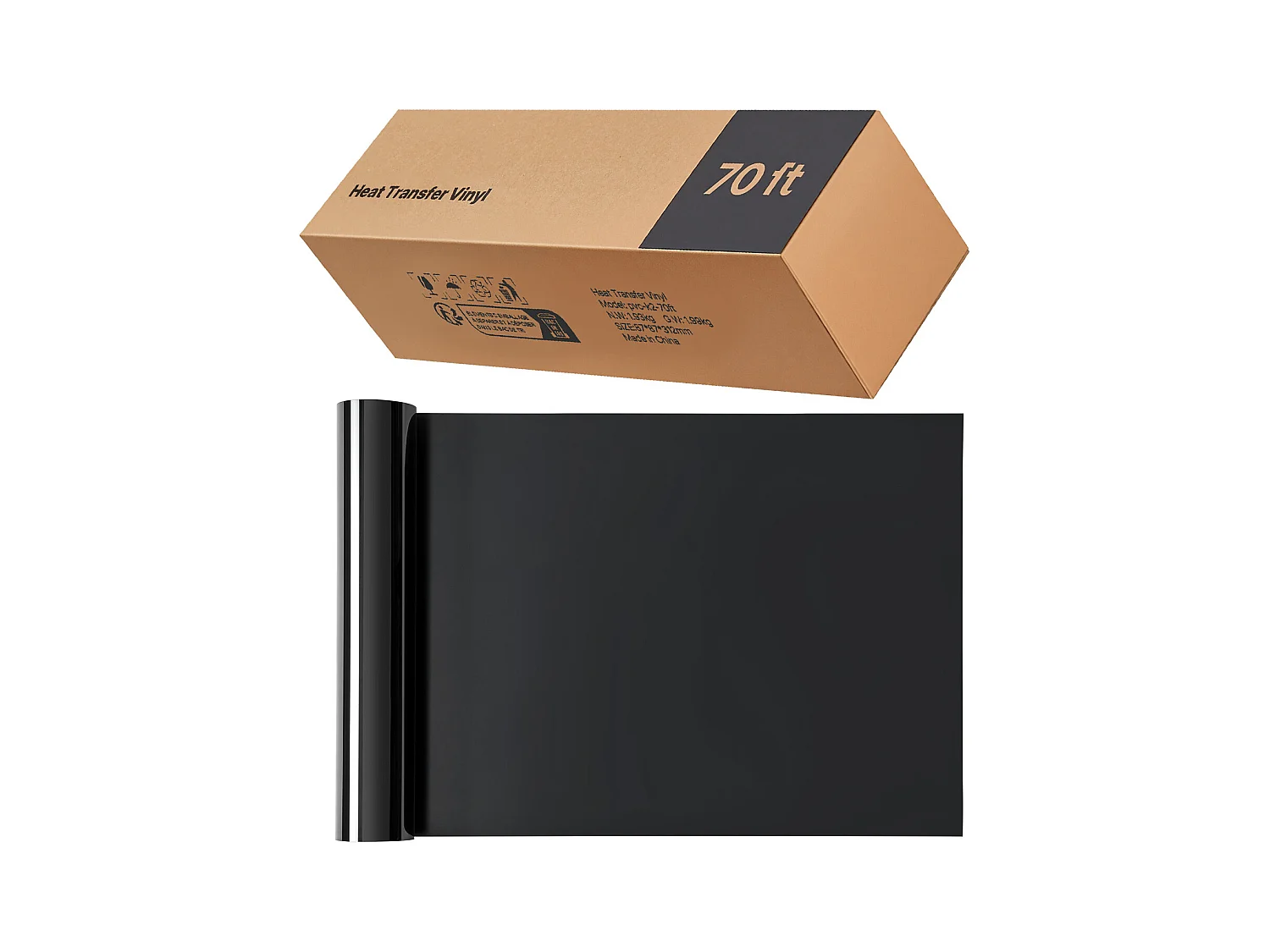 Rollo de Vinilo Termoadhesivo SucceBuy Negro Brillante 30,48x2133,6 cm, Flex Termoadhesivo Fácil de Cortar y de Desmalezar, Fuerte Adhesión, HTV Compatible