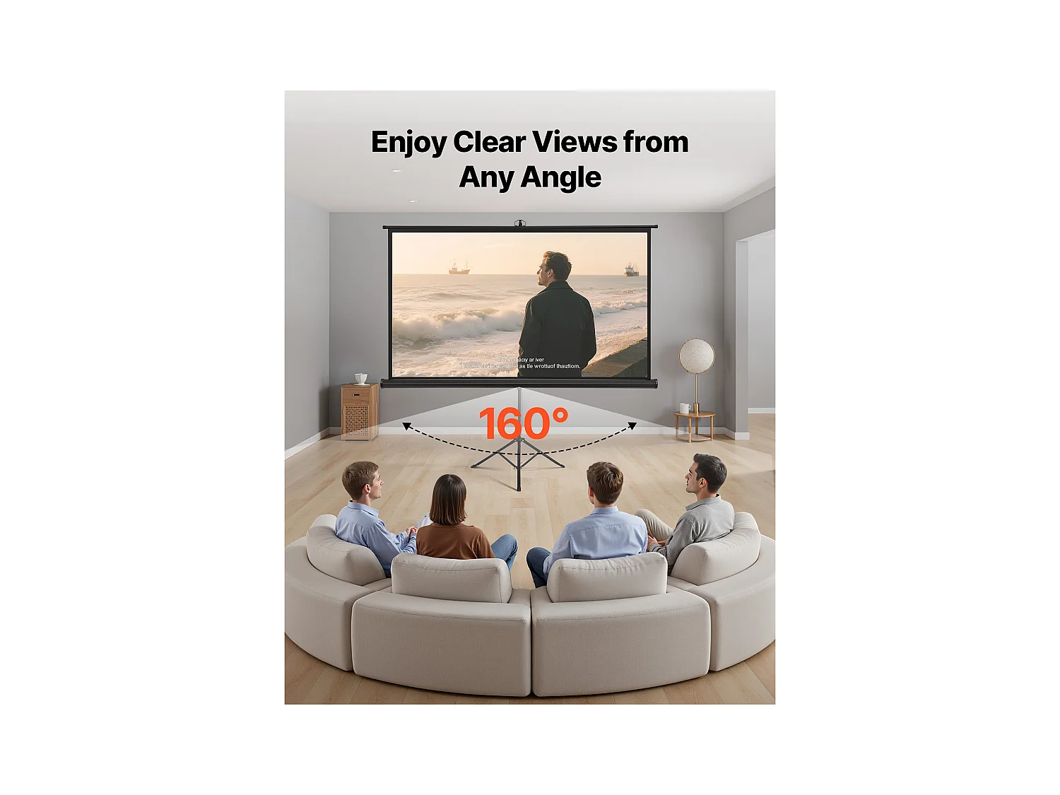 Projektionsleinwand SucceBuy mit Stativ 213,4 cm, Tragbare und Knitterfreie Projektionsleinwand, Großer Betrachtungswinkel 160°, 16:9 4K HD, mit Tasche