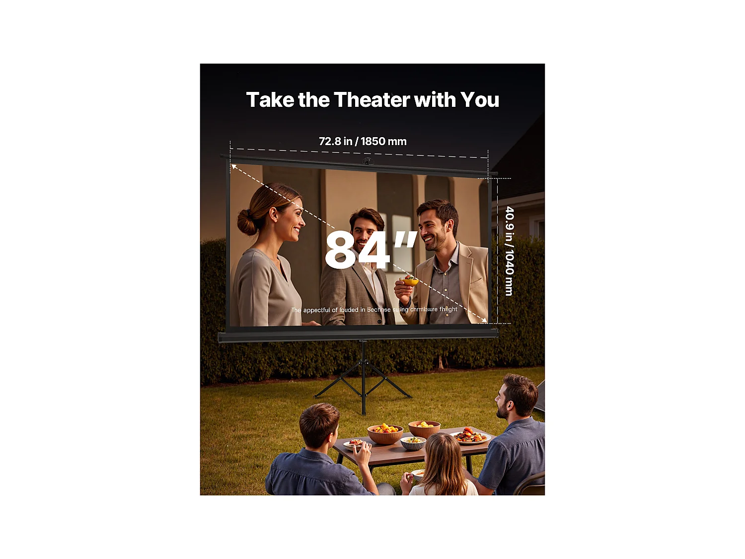 Projektionsleinwand SucceBuy mit Stativ 213,4 cm, Tragbare und Knitterfreie Projektionsleinwand, Großer Betrachtungswinkel 160°, 16:9 4K HD, mit Tasche