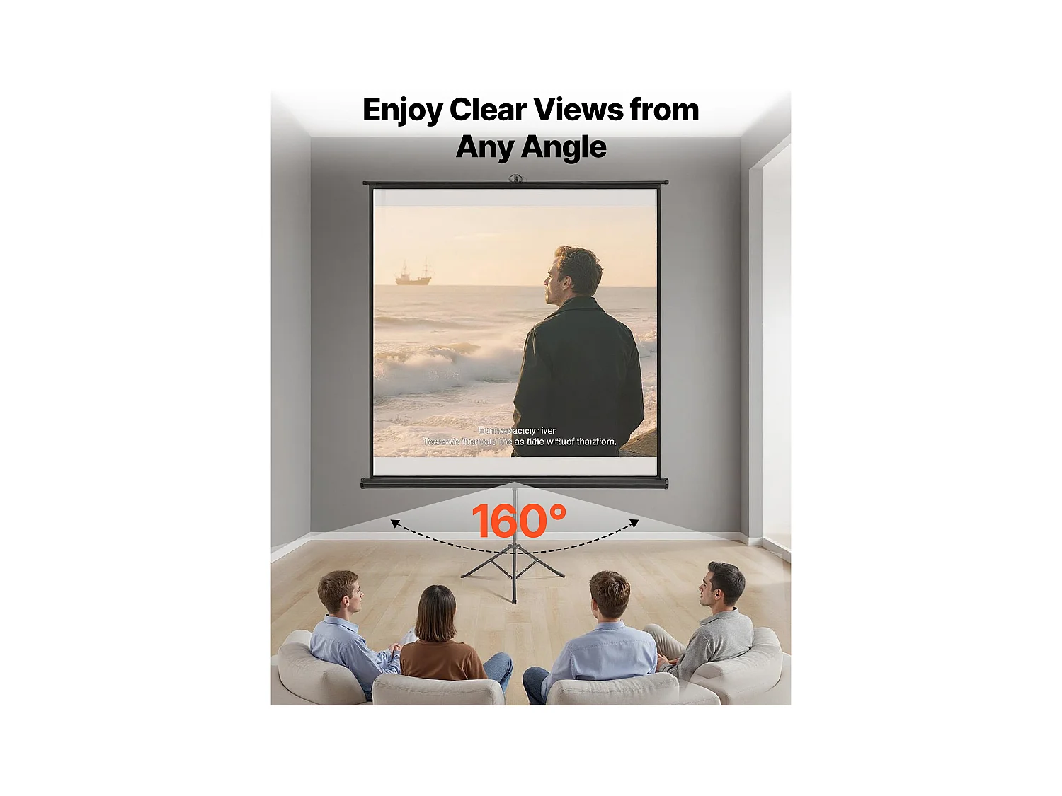 Projektionsleinwand SucceBuy mit Stativ 178x178 cm, Tragbare und Knitterfreie Projektionsleinwand, Großer Betrachtungswinkel 160°, 1:1 4K HD