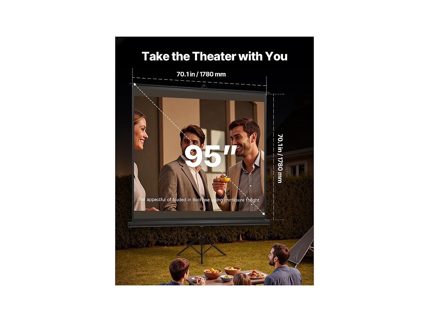 Projektionsleinwand SucceBuy mit Stativ 178x178 cm, Tragbare und Knitterfreie Projektionsleinwand, Großer Betrachtungswinkel 160°, 1:1 4K HD