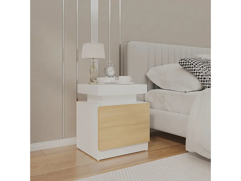 Reinir  Mesita de noche madera de ingeniería roble Sonoma 45x35x52 cm