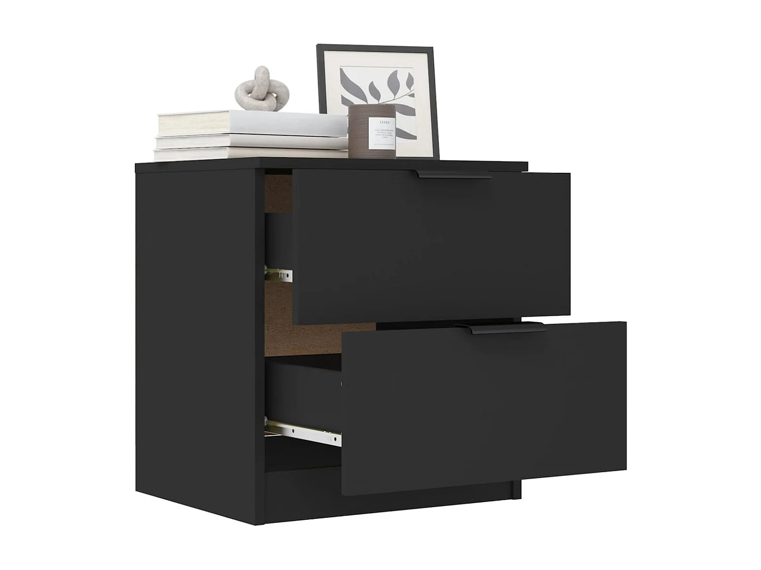 Invel  Nachtkastje bewerkt hout zwart