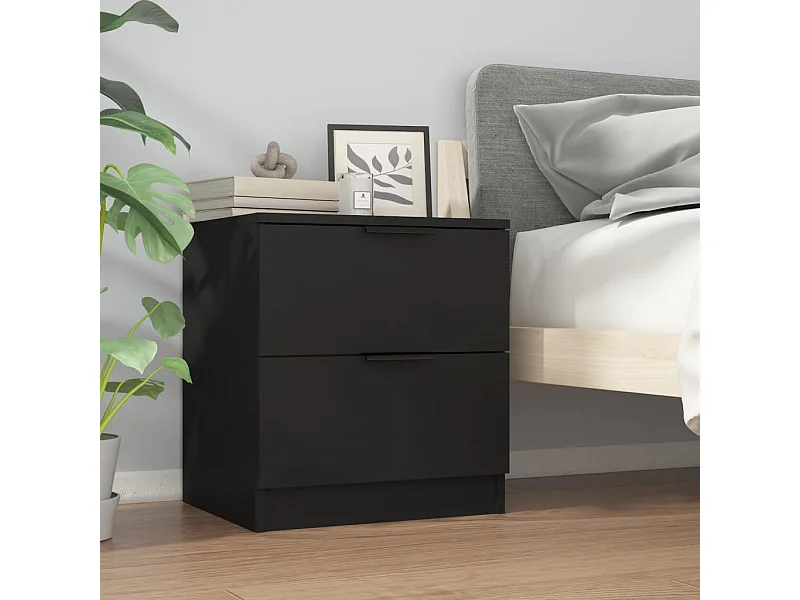 Invel  Nachtkastje bewerkt hout zwart