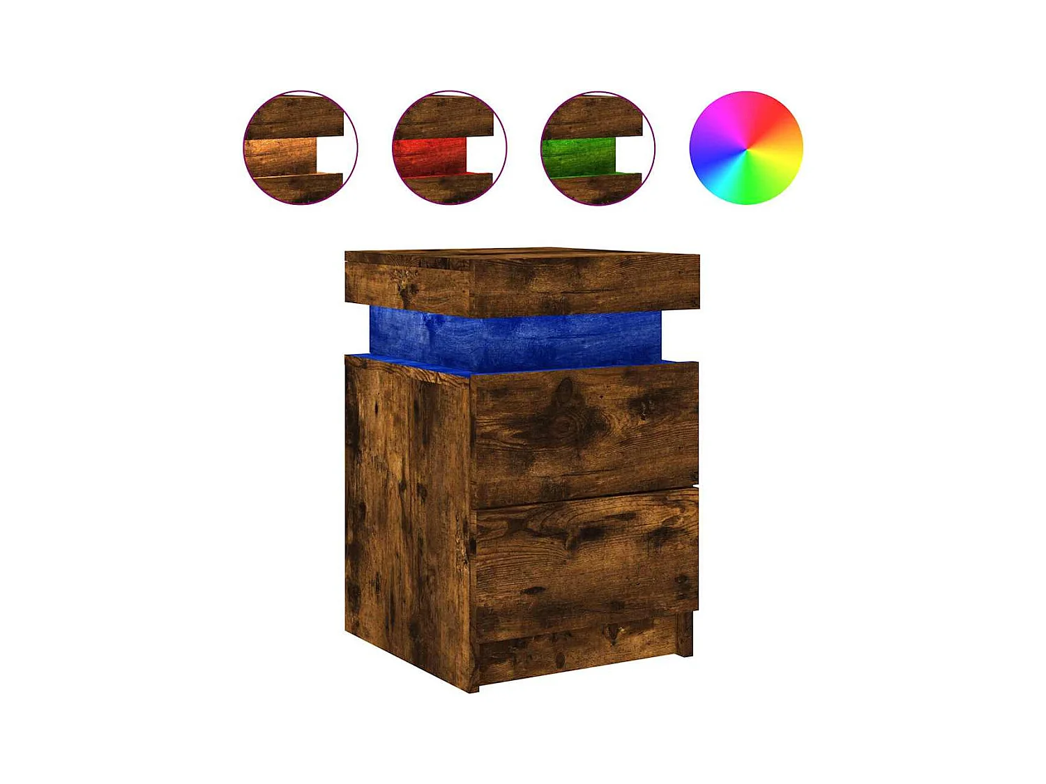 Barry John  Table de chevet avec lumières LED chêne fumé 35x39x55 cm